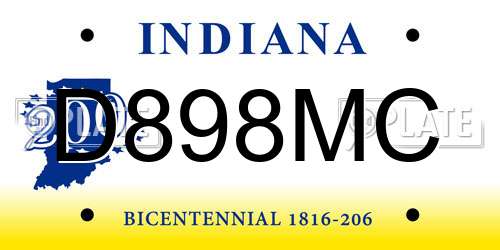 D898MC Indiana License Plate
