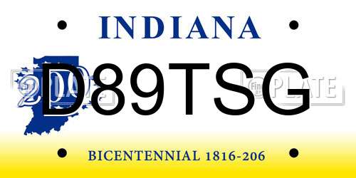 D89TSG Indiana License Plate