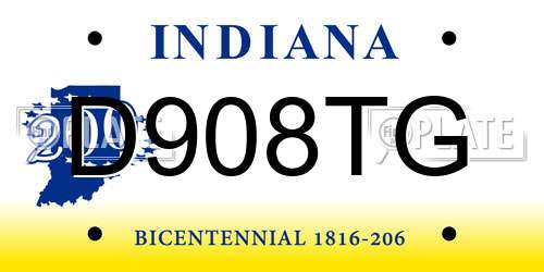 D908TG Indiana License Plate