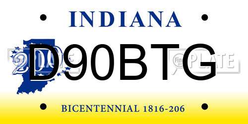D90BTG Indiana License Plate