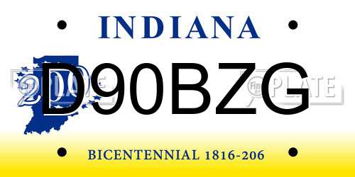 D90BZG Indiana License Plate