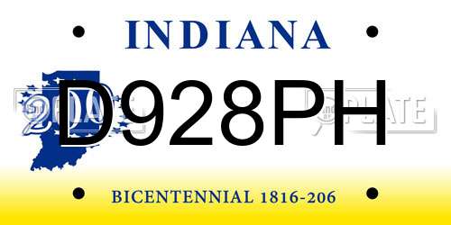 D928PH Indiana License Plate