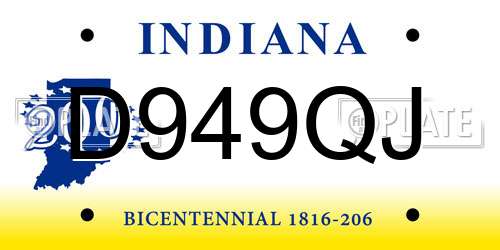 D949QJ Indiana License Plate