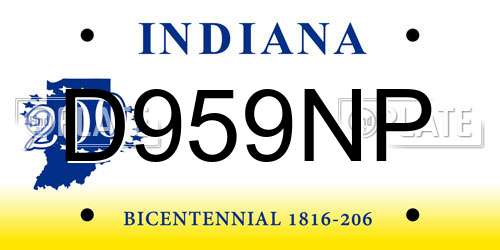 D959NP Indiana License Plate