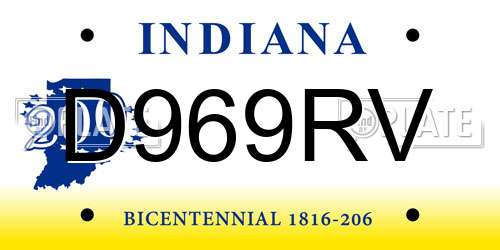 D969RV Indiana License Plate