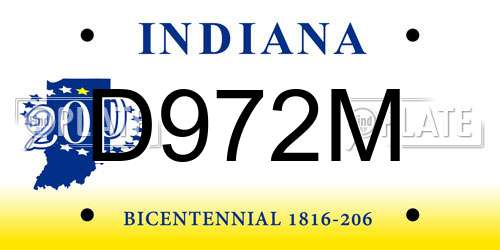D972M Indiana License Plate