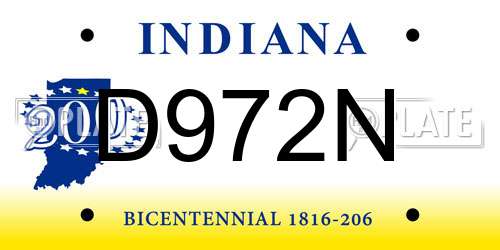 D972N Indiana License Plate