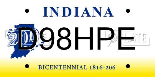 D98HPE Indiana License Plate
