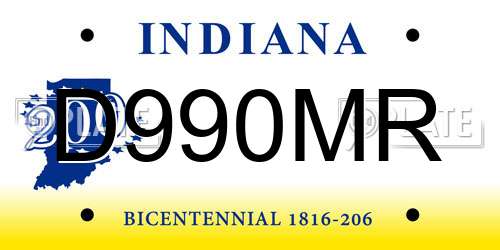D990MR Indiana License Plate