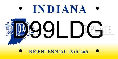 D99LDG Indiana License Plate