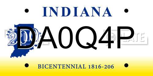 DA0Q4P Indiana License Plate