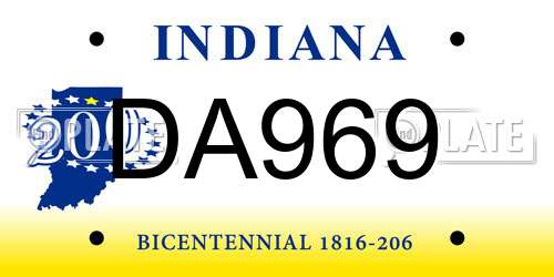 DA969 Indiana License Plate