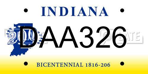 DAA326 Indiana License Plate