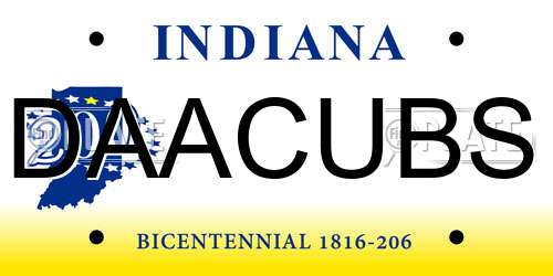 DAACUBS Indiana License Plate
