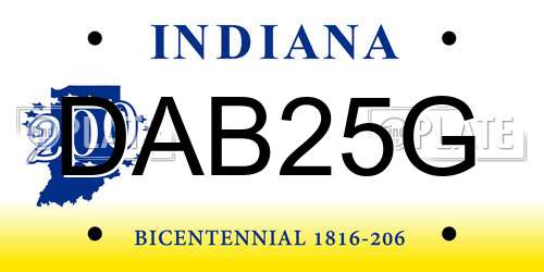 DAB25G Indiana License Plate