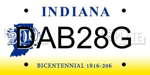 DAB28G Indiana License Plate