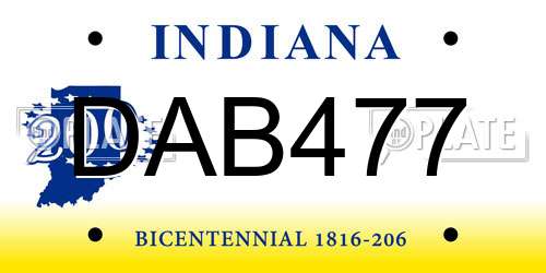 DAB477 Indiana License Plate