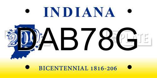 DAB78G Indiana License Plate