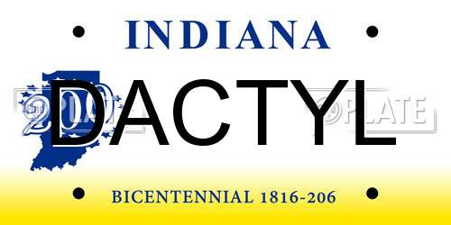 DACTYL Indiana License Plate