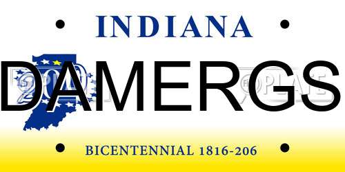 DAMERGS Indiana License Plate
