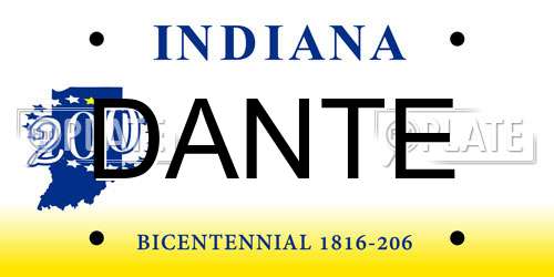 DANTE Indiana License Plate