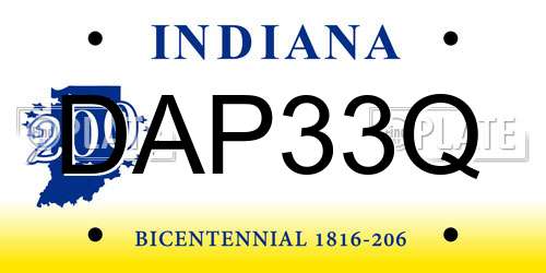 DAP33Q Indiana License Plate