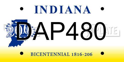 DAP480 Indiana License Plate