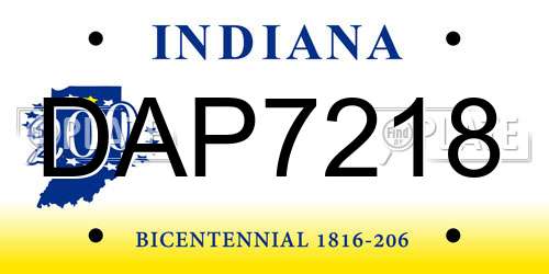 DAP7218 Indiana License Plate