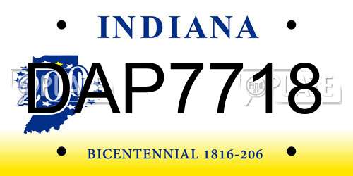 DAP7718 Indiana License Plate
