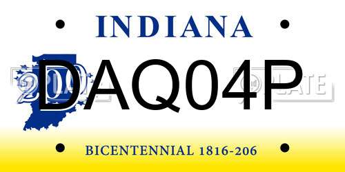DAQ04P Indiana License Plate