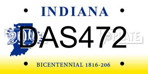 DAS472 Indiana License Plate