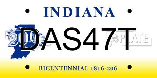 DAS47T Indiana License Plate