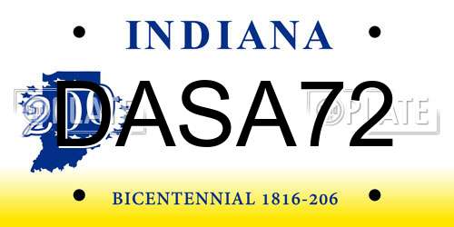 DASA72 Indiana License Plate