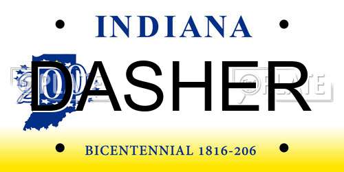 DASHER Indiana License Plate