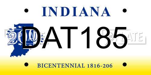 DAT185 Indiana License Plate