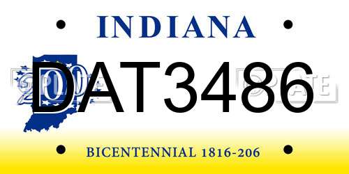 DAT3486 Indiana License Plate