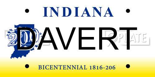 DAVERT Indiana License Plate