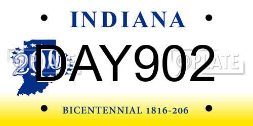 DAY902 Indiana License Plate