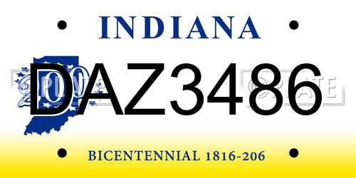DAZ3486 Indiana License Plate