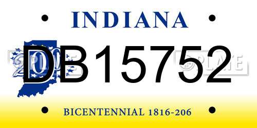DB15752 Indiana License Plate