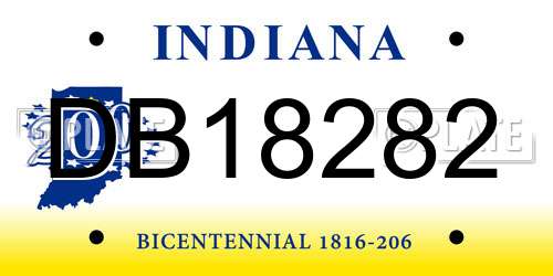 DB18282 Indiana License Plate