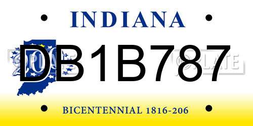 DB1B787 Indiana License Plate
