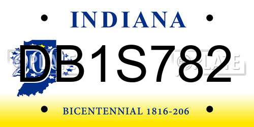 DB1S782 Indiana License Plate