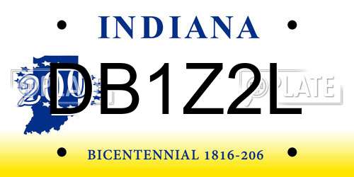DB1Z2L Indiana License Plate