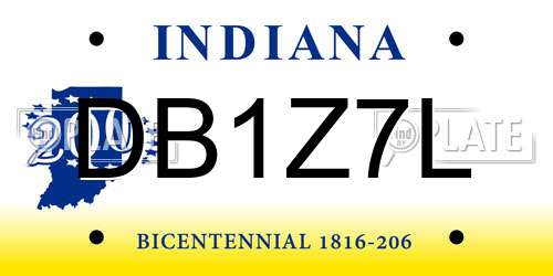DB1Z7L Indiana License Plate