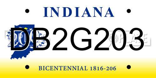 DB2G203 Indiana License Plate