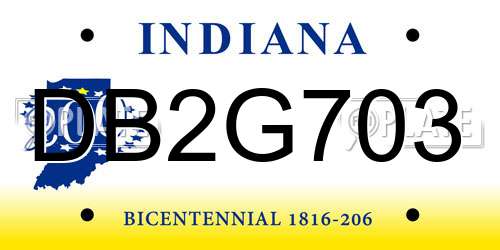 DB2G703 Indiana License Plate