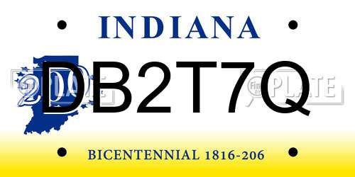 DB2T7Q Indiana License Plate