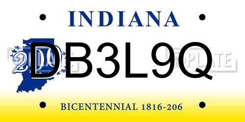 DB3L9Q Indiana License Plate