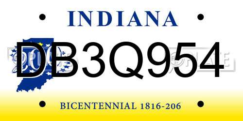 DB3Q954 Indiana License Plate